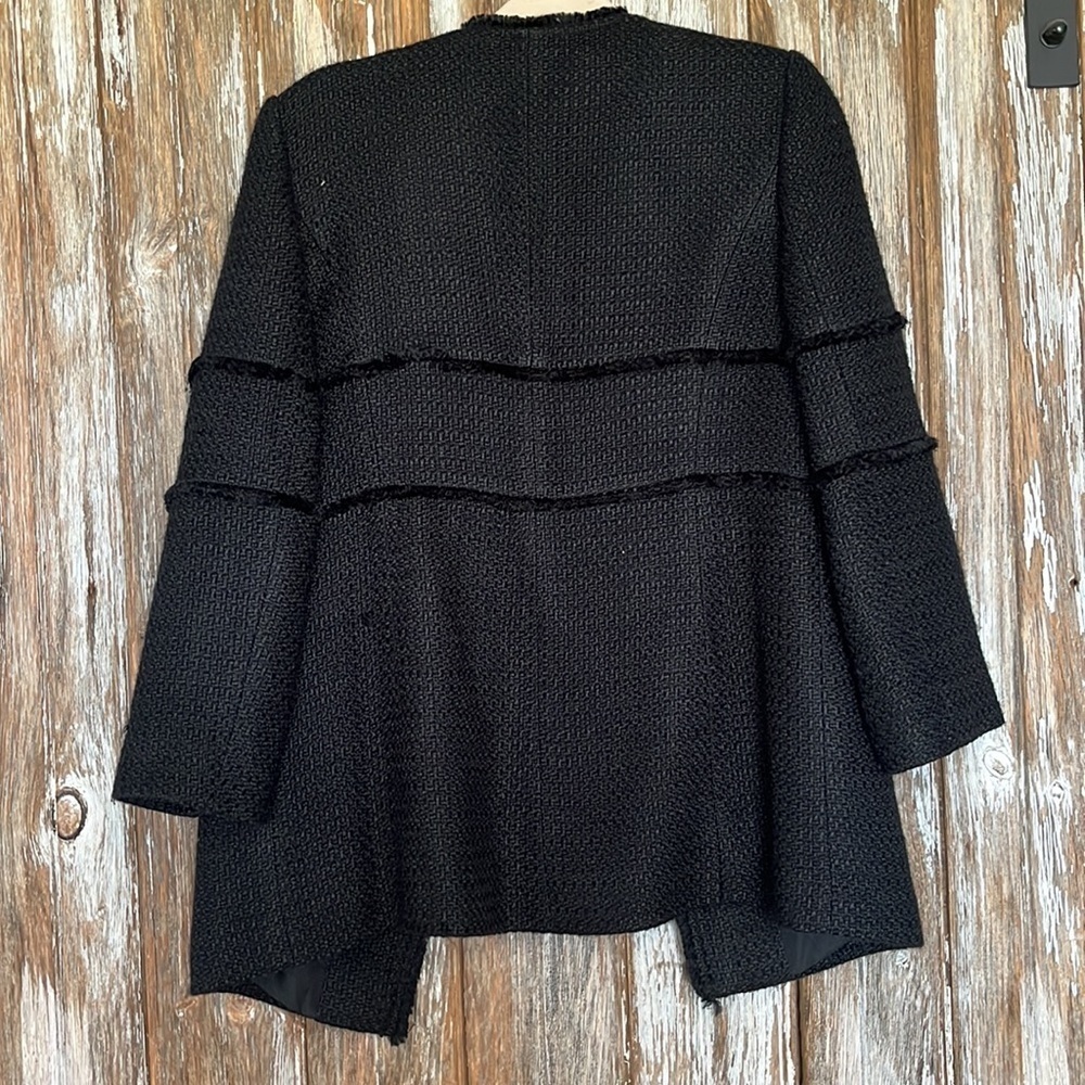 EUC ANN TAYLOR LOFT TWEED DRAPED FRINGE JACKET BLAZER, size medium - Picture 4 of 6